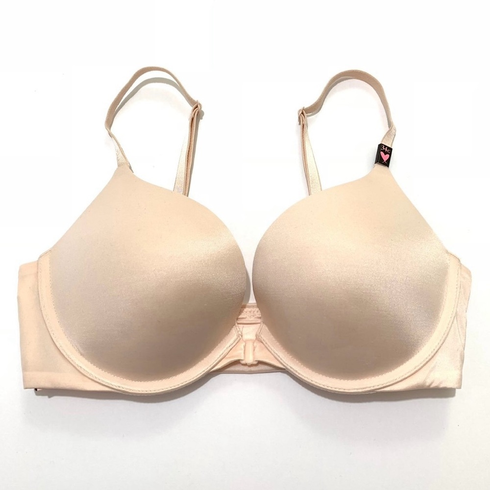 Victoria's Secret champagne Bra front close bra size 34C. plastic slide closure